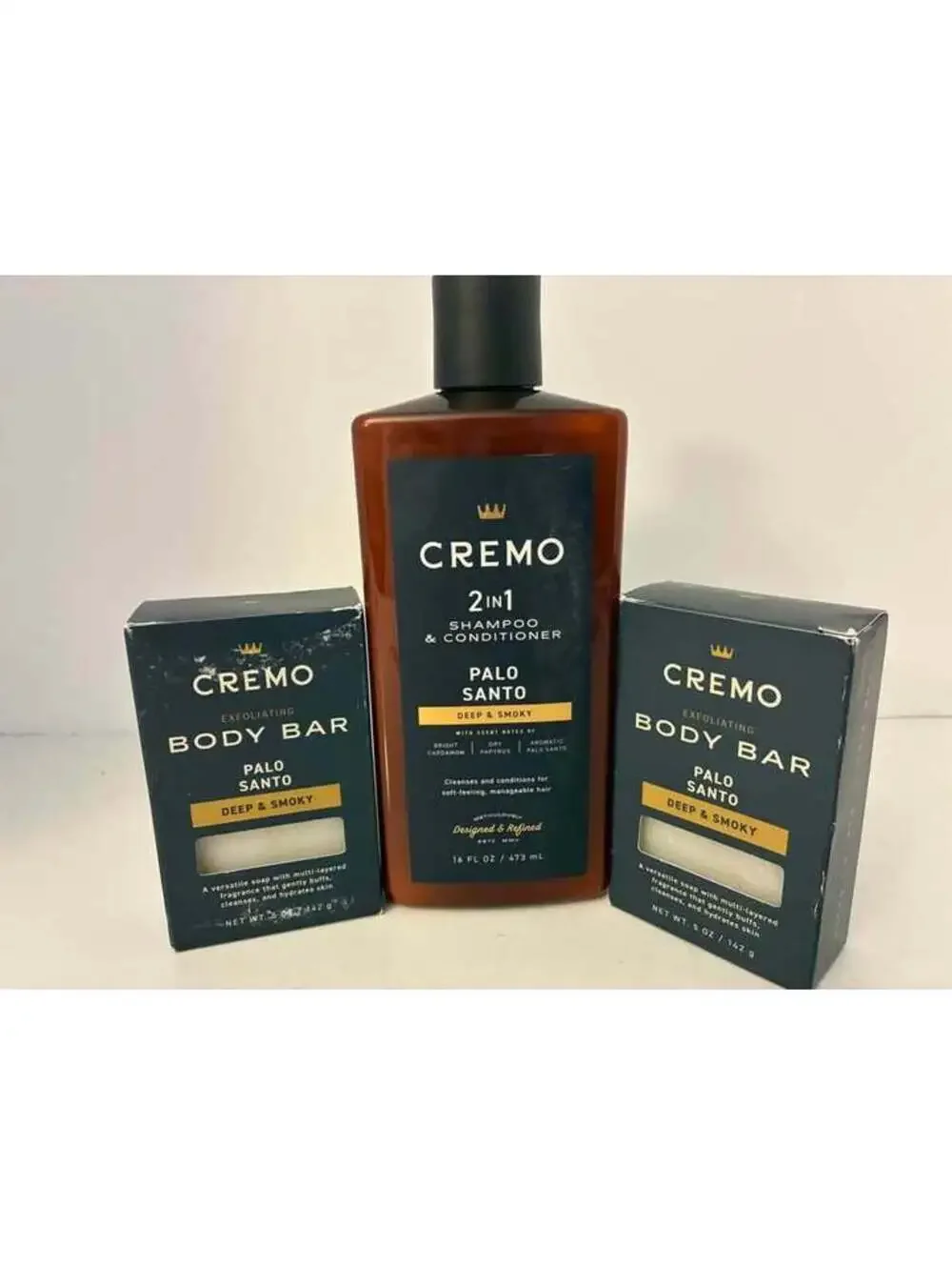 Cremo Palo Santo Bundle: 2-in-1 Shampoo & Conditioner and 2 Body Bars